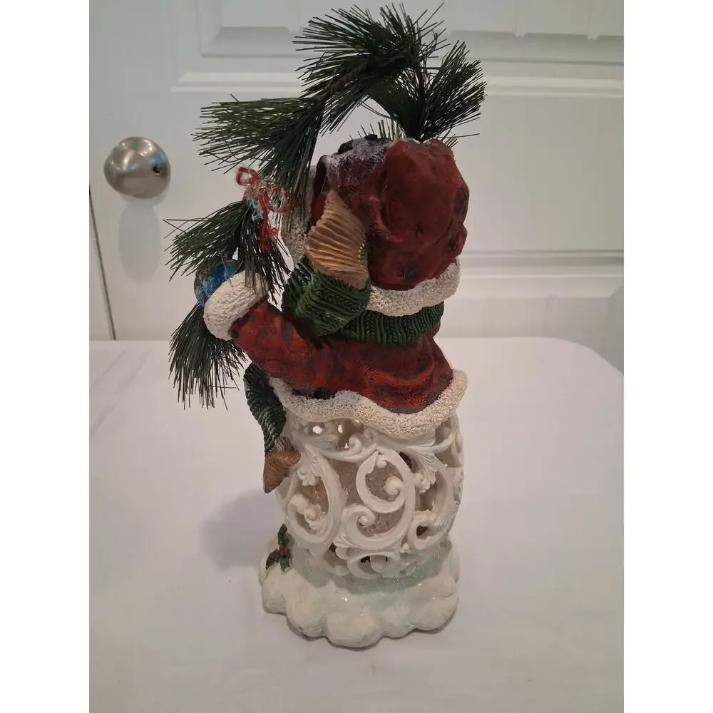 Light Up Resin Snowman Figurine Christmas Luminary Holiday Scrollwork Decoration
